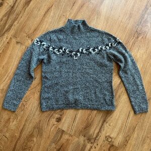 Covington Cottage Core Floral Wool Turtleneck Sweater